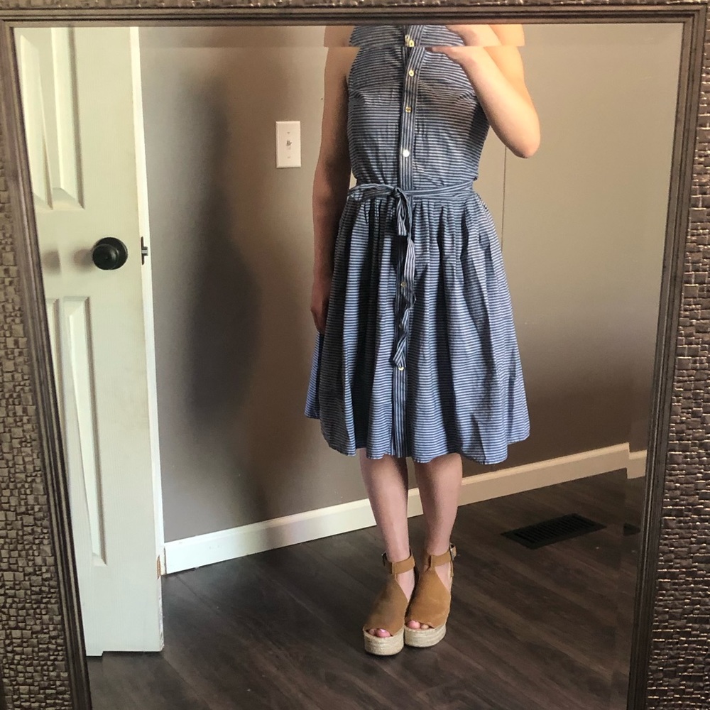 Michael Kors blue and white stripe collared dress